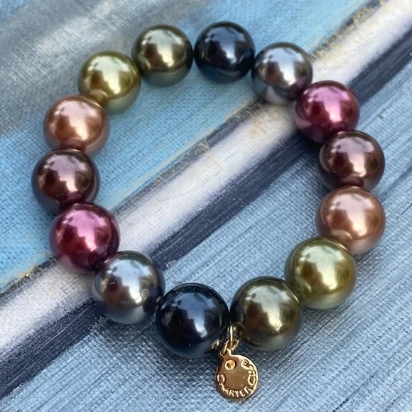 Charter Club Multicolor Faux Pearl Stretch Bracelet 14mm - Picture 6 of 6